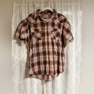 Vintage Ely Cattleman Pearl Snap Red Plaid Black Western Cowboy Shirt Mens L